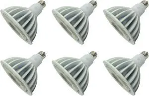 (6 bulbs) GE 30233 LED PAR38, 3100 lumens, 32 watt, 3500K Natural White, 15 degree spot, wet rated