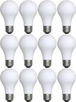 (12 bulbs) GE Lighting 99192 Daylight Classic Shape A19 LED 8 watts (60 Watt Replacement), 760-Lumen, Medium Base, Frosted Daylight, LED Light Bulb