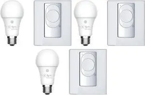 (case of 3 kits) C by GE Wire-free Switch Starter Pack with Soft White LED A19 Smart Bulb Starter kit, C by GE, wire-free switch and LED Light bulb  (switch requires no electrical wiring)