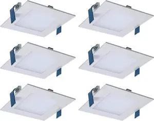 Halo HLB 4 inch square LED Ultra Thin Downlight, Direct Ceiling Mount, 4 inches square LED Kit, White, Dimmable, 60 watt replacement, 3000K