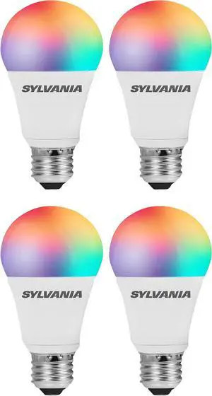 (4 bulbs) SYLVANIA SMART+ ZigBee Bulb, Color Changing and Dimmable A19 LED Bulb,60 Watt Equivalent, Works with SmartThings, Wink, and Amazon Echo Plus