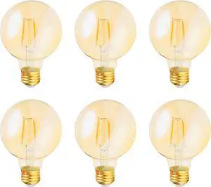 (6 bulbs) SYLVANIA LED Vintage G25 40W Equivalent, Efficient 4.5W, E26 Medium Base, Dimmable 2175K Amber Glow Light Bulb