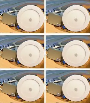 (case of 6) Philips Lightolier FD6R LED Flat Downlight, CCT selector (2700K, 3000K, 3500K, 4000K & 5000K) 6 inch round LED downlight, white, TRIAC dimming to 5 percent