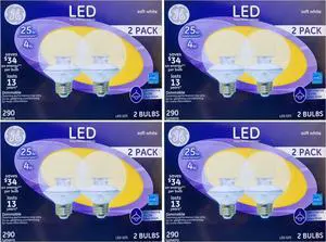 (case of 8 bulbs) GE 37135 LED Decorative Globe Dimmable, 25 watt replacement, 290 Lumens, 4 watt, Soft White G25