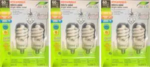 (6 bulbs) Sylvania micro-mini CFL, spiral, 60 watt equivalent, bright white 3500K, candelabra base, micro energy efficient CFL light bulb (6 bulbs) Sylvania micro-mini CFL, spiral, 60 watt equivalent, bright white 3500K, candelabra base, micro energy efficient CFL light bulb