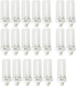 (case of 20) GE 97616 Ecolux Biax, 26 Watt Triple Tube Compact Fluorescent Light Bulb, 3500K, T4 CFL Biax