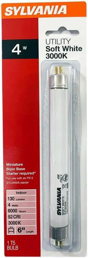 (pack of 6) Sylvania 23512 F4T5SW 6 inch Fluorescent Tube Soft White 3000K  Miniature BiPin base