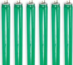 (case of 6) GE 94849 - F32T8/G/89ECCVG2 Straight T8 Green Fluorescent Tube, 48 inch Light Bulb, Green Finish