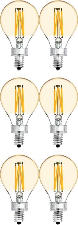 (6 bulbs) GE Lighting 42160 LED A15 Vintage Amber Glass, 4 watt, 240-Lumen, Dimmable LED Bulb with Candelabra Base, Warm Candle Light, ceiling fan perfect fit