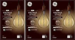 (case of 3) GE Large Vintage Warm Candle Light LED PS52, 6.5 watt, 350 lumen, Clear Glass, Dimmable, LED PS52 Light Bulb, Spiral filament, Medium Base, Beautiful Pendant, centerpiece light