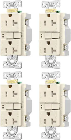 (pack of 4) Eaton TRAFGF20A Tamper Resistant Arc Fault, Ground Fault Dual purpose, Duplex receptacle, 20A 125V ALmond with Wallplate