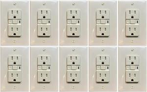 (case of 10) Eaton TRAFCI15LA 15 Amp Tamper Resistant AFCI Receptacle, Visual trip indicator light, 15A, 125V, two pole three wire, grounding, Light Almond Finish