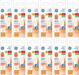 (case of 12 bulbs) GE 32162 Soft White LED Outdoor Decorative Light Bulb, 3.5 watt, 300 lumens,  medium base, bent tip, clear LED chandelier indoor/outdoor light bulb