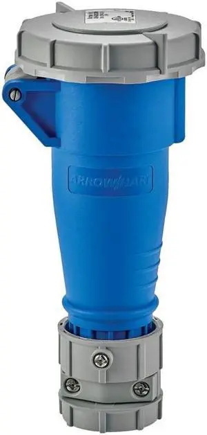 Eaton Arrow Hart AH420C9W Water-Tight Pin and Sleeve Connector, 20A, 250V, 3 Pole, 4 Wire, Grounding, 3-Phase, Watertight, Blue Nylon, Female, IP69K & IP67