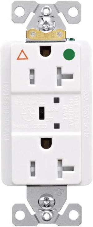 Eaton TRIG8362WS 20 Amp TVSS Surge Protection Duplex Receptacle w/Alarm and LED Indicators, Hospital Grade, Tamper Resistant, White, w/ LED indicators to verify surge protection and ground, 20A 125V