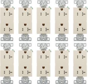 (case of 10) Eaton TR6352LA-BOX Tamper Resistant Commercial Grade Duplex Receptacle, Light Almond, 20A 125V, #14-10 AWG