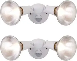 (box of 2) EATON Lighting MS600W 110 Degree Detection Zone, Motion Security Fixture for Floodlight with Hidden Sensor, White