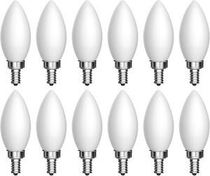 (case of 12) GE Lighting LED Decorative Chandelier Light Bulb, 3.5 watt, 300 lumen, 40 watt replacement, candelabra base, 2700K soft white, frosted, blunt tip, Dimmable