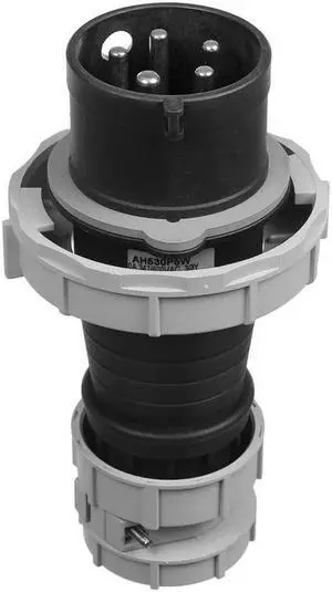 Eaton Arrow Hart AH530P5W Pin and Sleeve plug, 30A, 4-Pole, 5-Wire, 600V, Black, IP69K, IP67