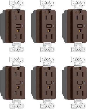 (case of 6) Eaton Z-Wave Plus split control wireless duplex receptacle, Tamper Resistant, 15A, Flush Mounting, Oil Rubbed Bronze color, 2 pole 3 wire grounding, Decorator receptacle