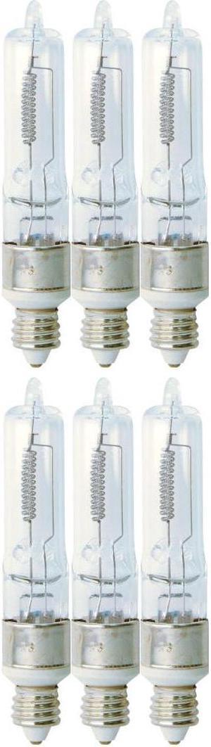 (6 bulbs) GE Lighting 43700 Halogen T4 250-watt, 5000 Lumen T4 Miniature Light Bulb with candelabra base, 2950K warm white, clear quartz