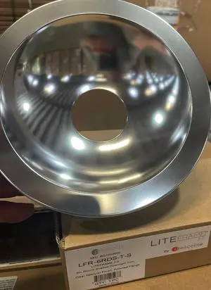 Hubbell Prescolite LFR-6RDS-T-S 6 inch round shallow downlight trim, clear specular finish, polished flange for Liteframe 2.0 fixtures
