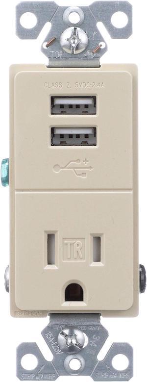 EATON TR7741V-BOX USB Charger with Single Tamper Resistant Receptacle, Ivory