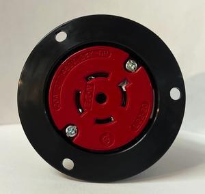 Eaton AHCL2220FO Locking Flanged Outlet, #14-8 AWG, 277/480V, 20A, Red and Black, Ultra grip, Four-pole, Five-wire