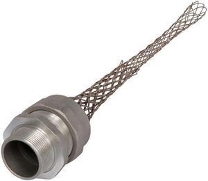 Eaton Strain Relief Deluxe Cord Grip, DC7001812, 2.5 inch fitting, Straight, Stainless Steel Mesh, Aluminum body,