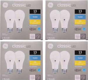 (8 bulbs) GE classic LED A21 Daylight Bulbs, 16 watt, 1600 Lumen, HD Light, Exceptional color contrast and brightness, 100 watt equivalent, LED light bulb