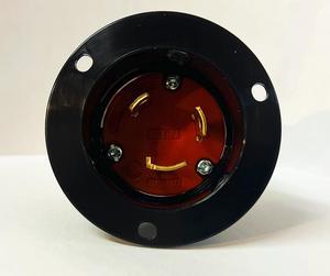 Eaton Arrow Hart AHCL1030FI Color Coded Locking Flanged Inlet, Orange and Black, #14-#8 AWG. 30 Amp, 125/250V, 3-pole, 3-wire, Ultra Grip, Nylon