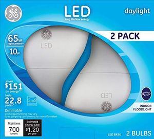 GE Lighting 22726 10 Watt Daylight BR30 LED Light Bulb, 2 Pack