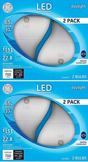 (4 bulbs) GE Lighting 22726 10 Watt Daylight BR30 LED Light Bulb