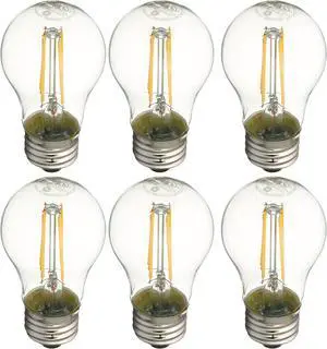 (6 bulbs) GE LIGHTING 23444 LED Light Bulb, A15 Fan Bulb, Clear finish, 5 watts, 500 lumens, Dimmable, Soft white, medium base
