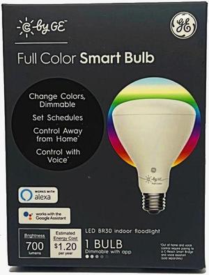 GE Lighting Full Color Smart Bulb, LED BR30, C by GE, Dimmable with app, Change Colors, Control with Voice, 10 watt, 700 lumen LED Floodlight