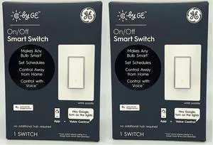 (case of 2) GE Smart Light Switch, Paddle Style, Neutral Wire Required, Bluetooth and 2.4 GHz Wi-Fi 4-Wire Switch, Works with Alexa and Google