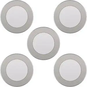 GE 4 Watt Dimmable Modern Easy Linking Corded Electric ?Ceiling Mount Plastic 5,0000 Hour 3.1 Inch Diameter LED Puck Lights, Set of 5, Silver