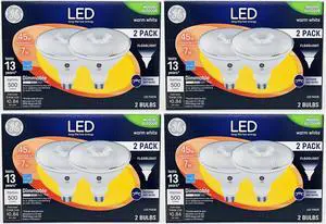 (8 bulbs) GE Lighting LED PAR38 Indoor/Outdoor FloodLight, 7 watt, 500 lumens, Dimmable, 3000K warm white, medium base
