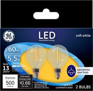 G E LIGHTING GE2PK 5.5W LED G16 Bulb 24547