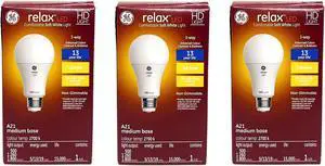 (case of 3) GE relax LED A21 3 way Light Bulb, 5, 13 or 19 watts, soft white HD Light, 500, 1260 and 1800 lumens, medium base, equivalent to 50-100-150w