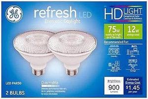 (2 bulbs) GE Lighting refresh LED, 12 watt, 900 lumen,  Par30, Daylight LED Light Bulb, Dimmable