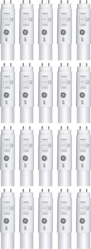 (case of 20) GE Lighting 93301824 LED Tube T8, 48 inch, SpectraChoice & LumenChoice  on-lamp Selectable Lumens & Color, 1100,1600, 2000 lumens, 3500K, 4000K, 5000K Type B Ballast Bypass