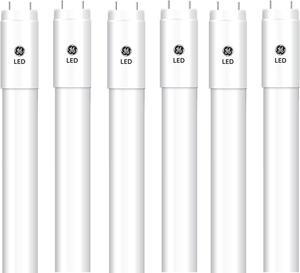 (6 tubes) GE 35911 Closet and Laundry LED T8 Linear Bulb, 48 inches, 15-Watt, cool white 5000K, Plug and Play Type A, Replaces 32W T8 Fluorescent Lamp