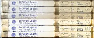 (case of 6) GE 97319 Linear Fluorescent, Office and Work Spaces, 15 watt T8, 3500K Bright White, 18 inch tube F15T8SP35