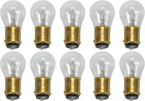 (case of 10) GE 81645, Trade Number 308, 19.0 Watts Miniature Light Bulb, S8, Double Contact Bayonet (BA15d)