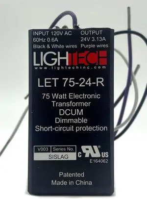 GE 66951 - 75 watt Output 120 volt Input Electronic Halogen Transformer (GELT75A12024SL 66951)