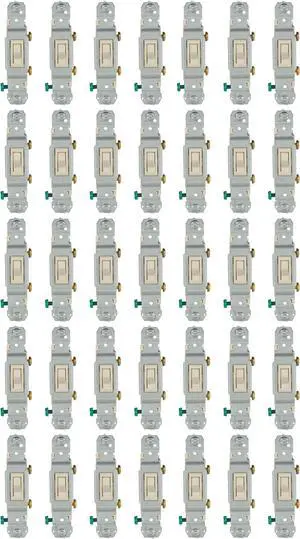 (case of 100) Eaton Wiring 15 Amp Toggle Switch, Single-Pole, Light Almond
