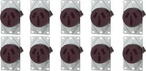(case of 10) EATON 32B-Box Wall Receptacle, Brown, #12-4 AWG, 50A, 125/250V, Three pole, Three wire, non-grounding