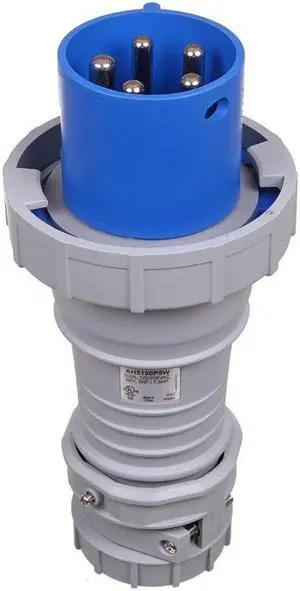 Eaton Arrow Hart AH5100P9W 100 Amp Pin and Sleeve Plug, 4-Pole, 5-Wire, 208V, Blue, Watertight