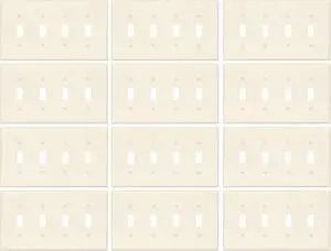 (case of 30) EATON Wiring PJ4LA Mid-Size Polycarbonate 4-Gang Strap Blank Wallplate, Light Almond